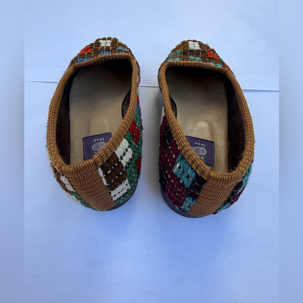 Res Ipsa Kilim Slippers – Handmade Woven Wool & Leather – Size 10 - Picture 6 of 10
